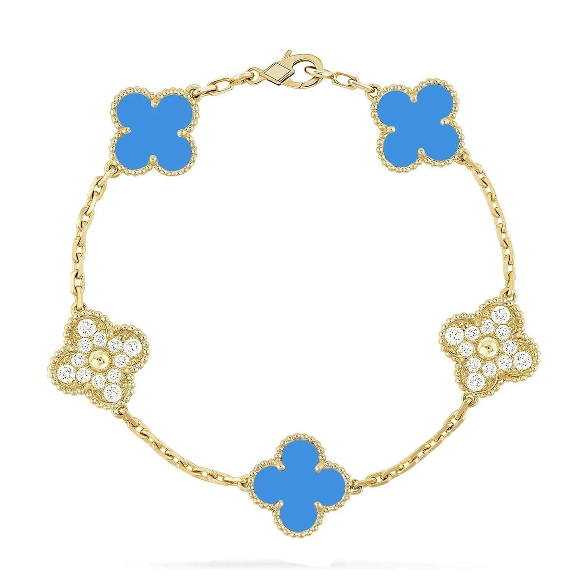 [⭐Miroze] CLOVER 5 MOTIF BLUE AGATE BRACELET COLLECTION