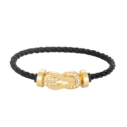 [⭐Miroze]CHANCE LARGE 8 FIGURE BUCKLE HALF DIAMOND BRACELET GOLD