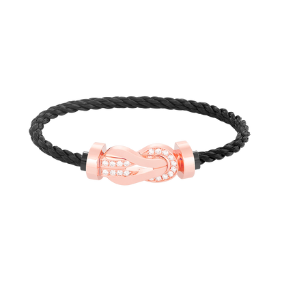 [⭐Miroze]CHANCE LARGE 8 FIGURE BUCKLE HALF DIAMOND BRACELET ROSE GOLD