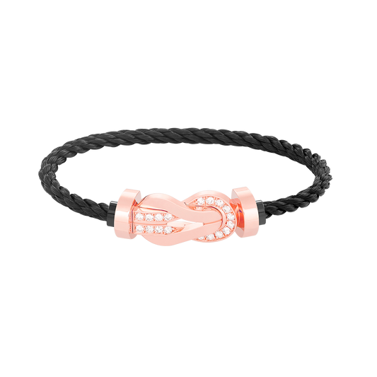 [⭐Miroze]CHANCE LARGE 8 FIGURE BUCKLE HALF DIAMOND BRACELET ROSE GOLD