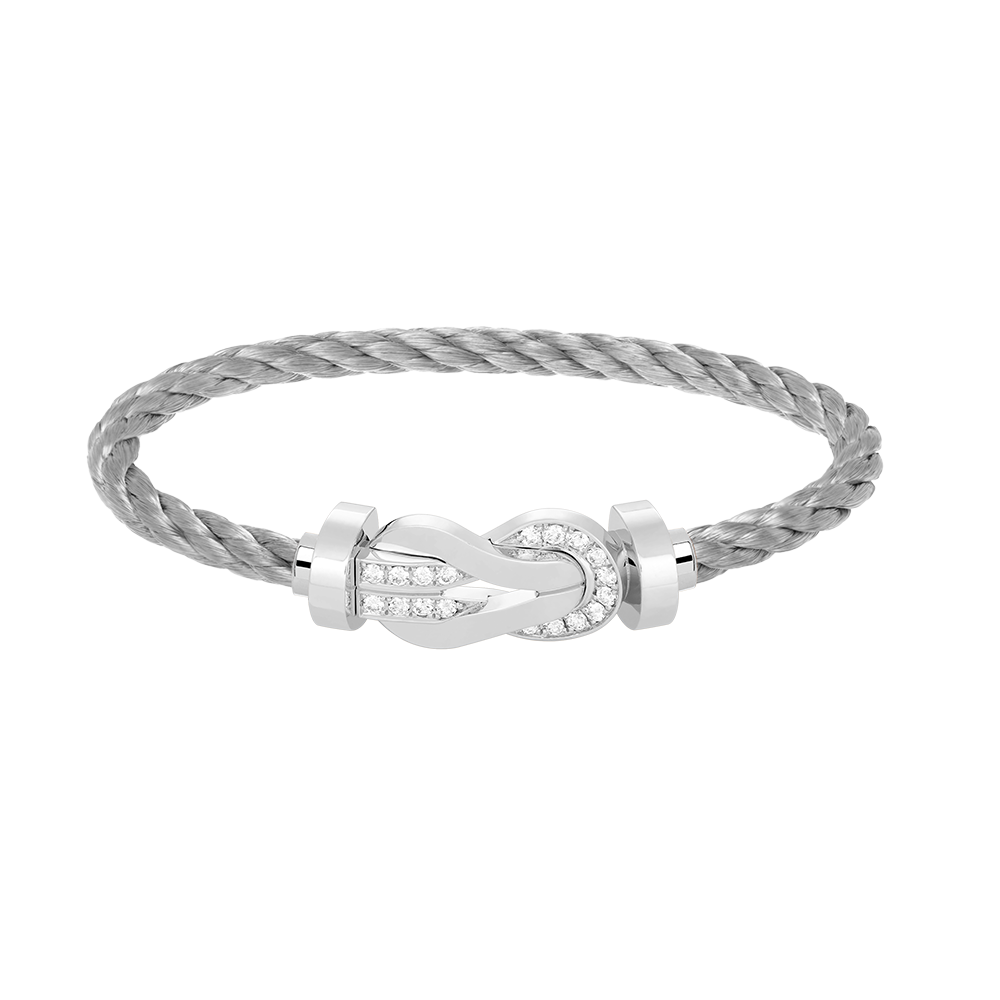 [⭐Miroze]CHANCE LARGE 8 FIGURE BUCKLE HALF DIAMOND BRACELET SILVER