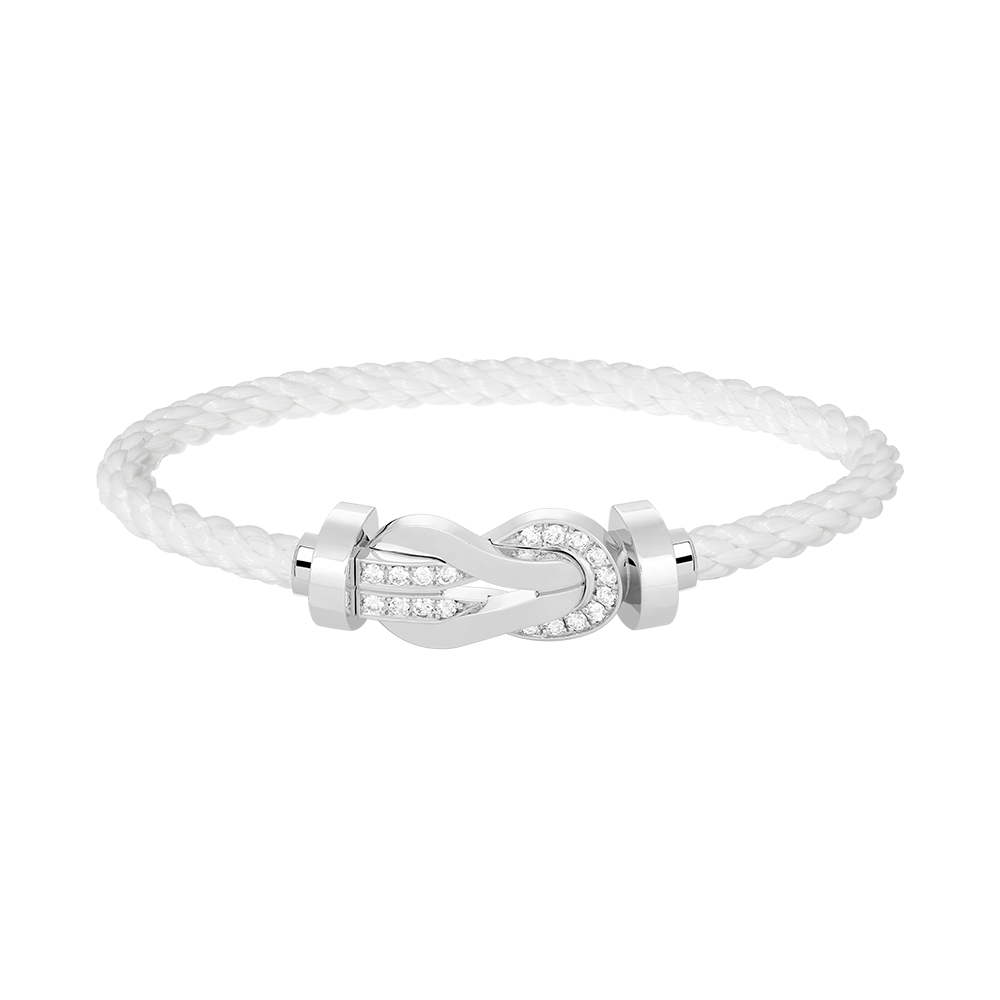 [⭐Miroze]CHANCE LARGE 8 FIGURE BUCKLE HALF DIAMOND BRACELET SILVER