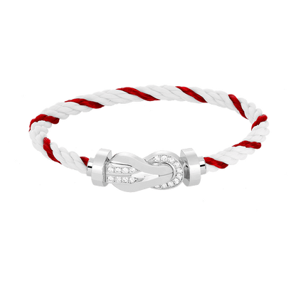 [⭐Miroze]CHANCE LARGE 8 FIGURE BUCKLE HALF DIAMOND BRACELET SILVER