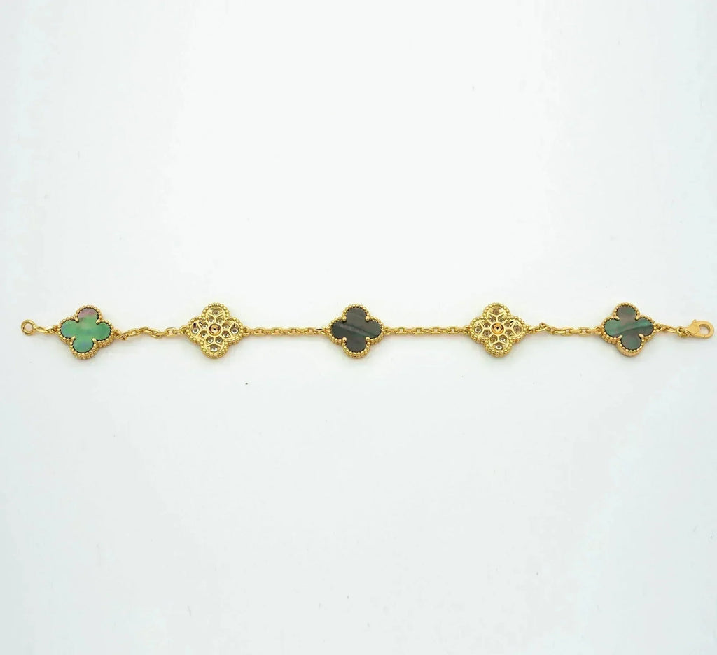 [⭐Miroze ]New CLOVER 5 MOTIF GRAY MOP BRACELET COLLECTION