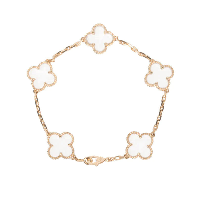 [⭐Miroze ]New CLOVER 5 MOTIF ROCK CRYSTAL BRACELET