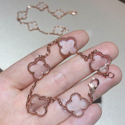 [⭐Miroze]CLOVER 5 MOTIF ROCK CRYSTAL BRACELET