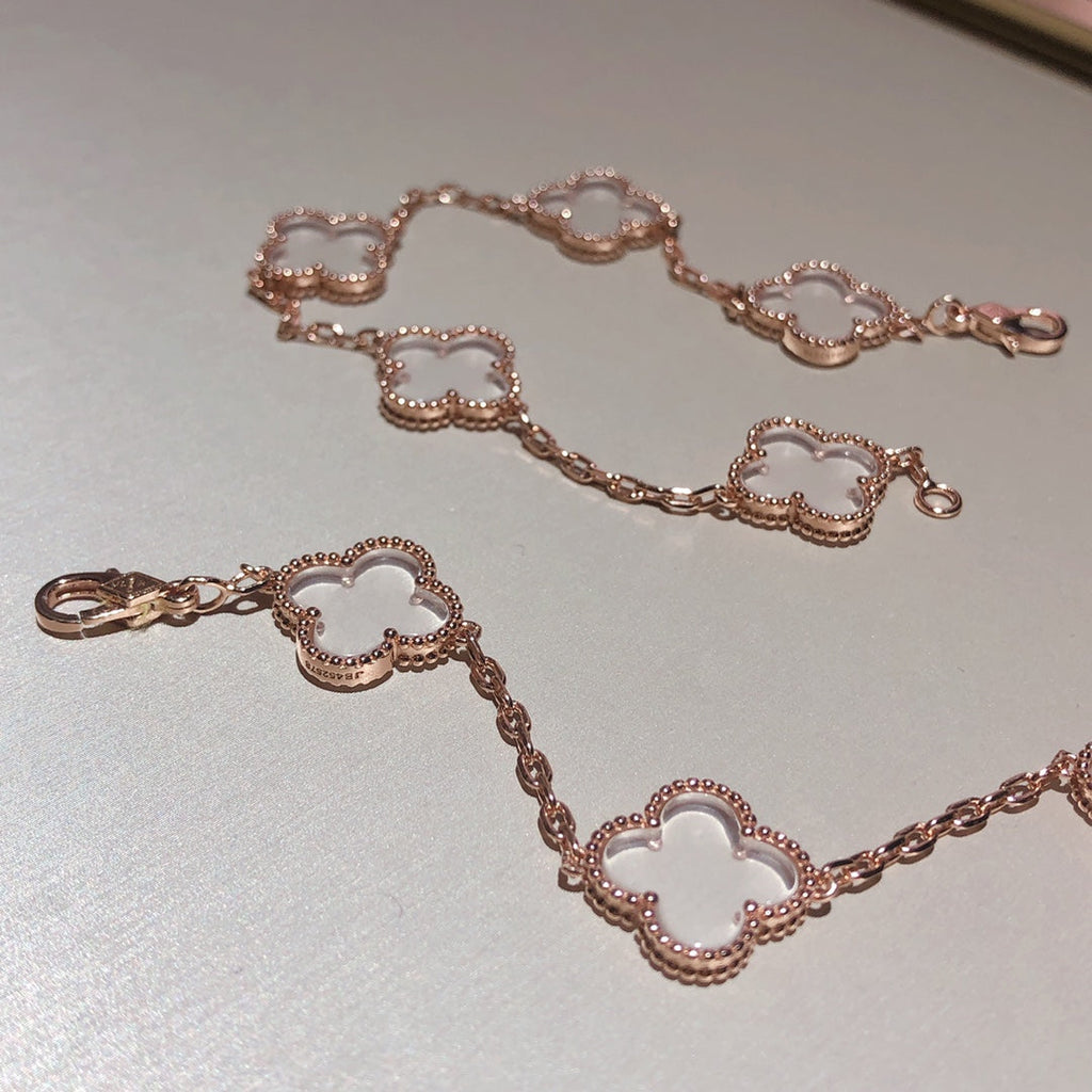 [⭐Miroze ]New CLOVER 5 MOTIF ROCK CRYSTAL BRACELET
