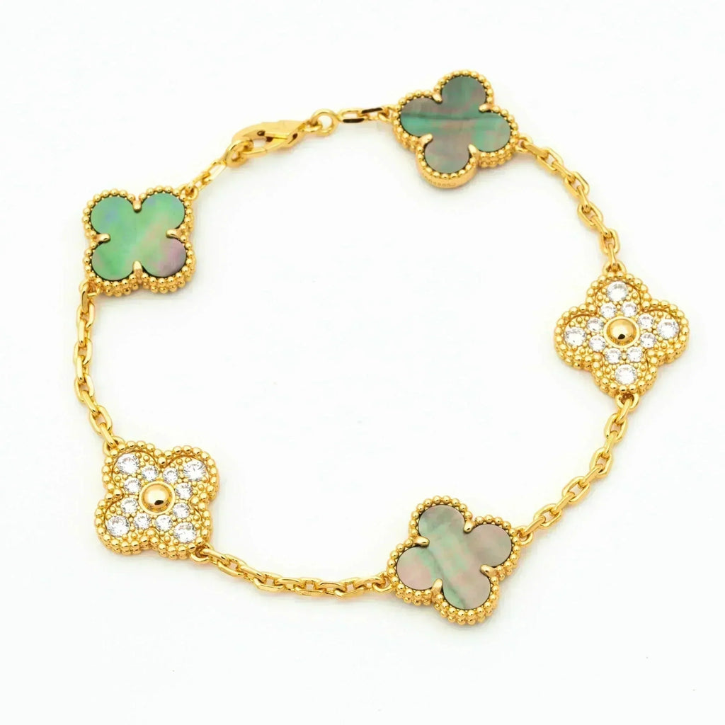 [⭐Miroze ]New CLOVER 5 MOTIF GRAY MOP BRACELET COLLECTION