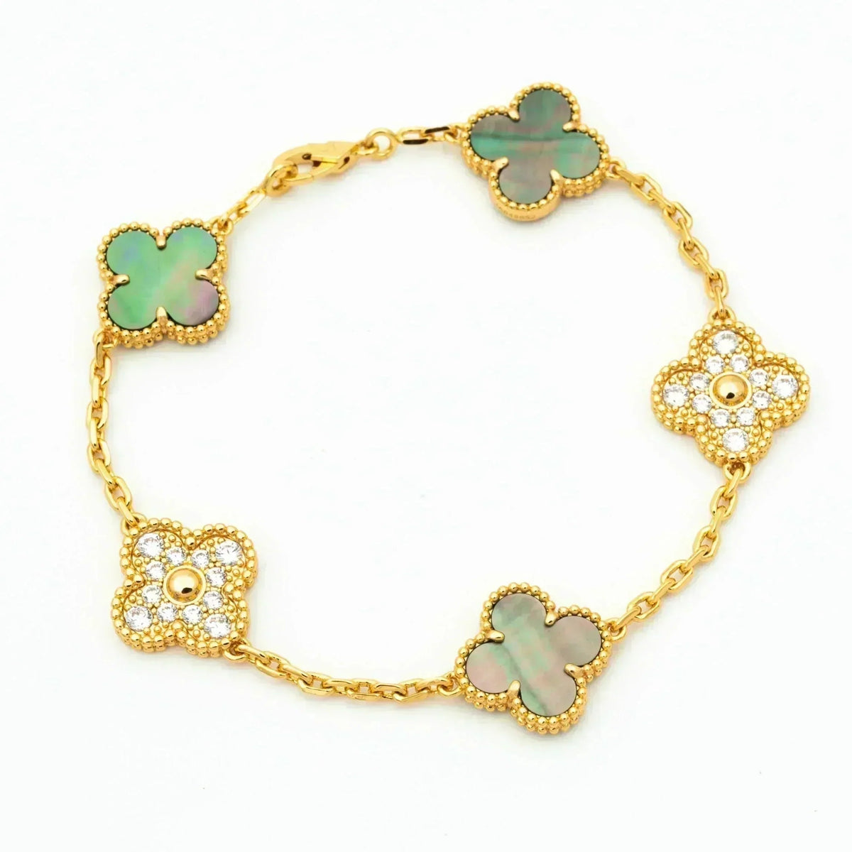 [⭐Miroze ]New CLOVER 5 MOTIF GRAY MOP BRACELET COLLECTION
