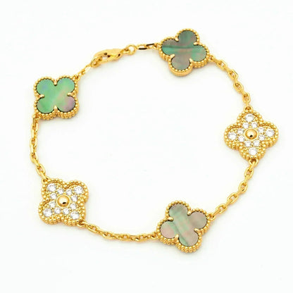 [⭐Miroze] CLOVER 5 MOTIF GRAY MOP BRACELET COLLECTION