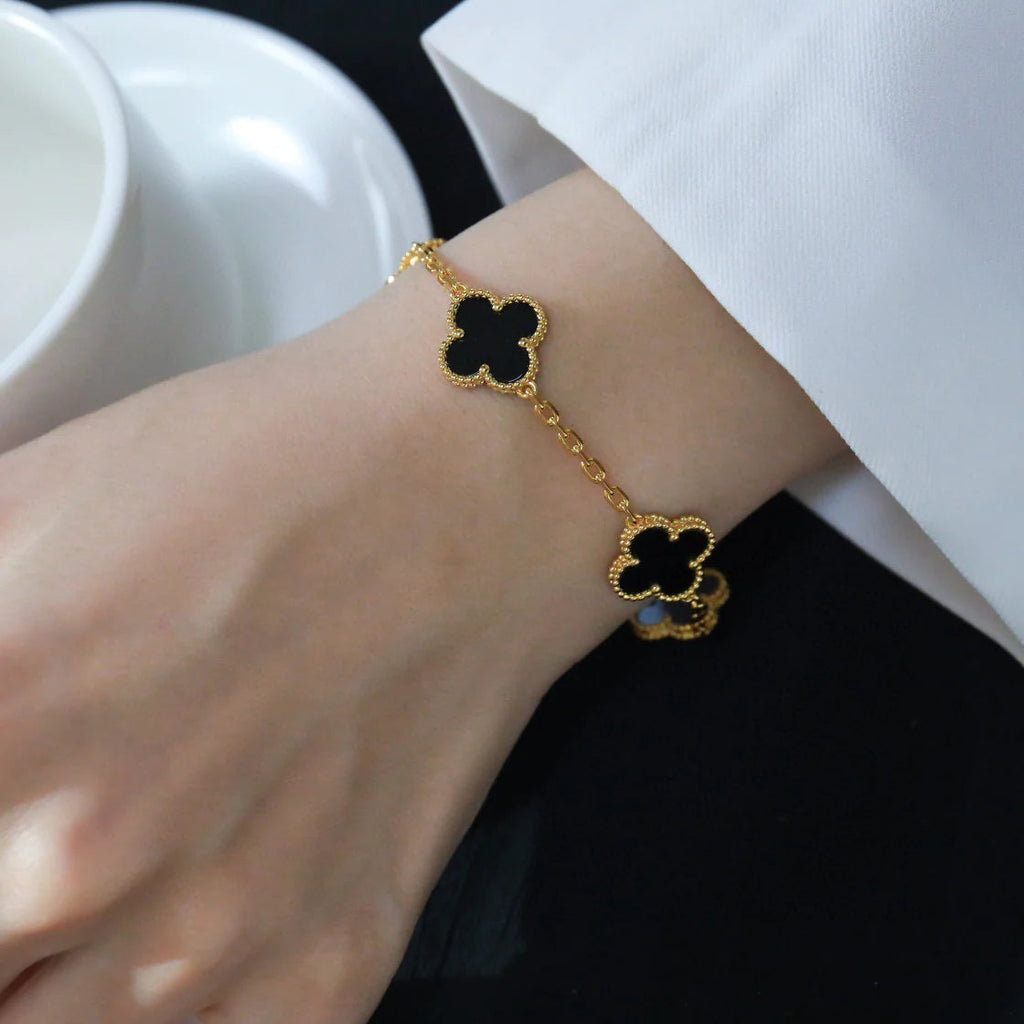 [⭐Miroze ]New CLOVER 5 MOTIF ONYXS BRACELET COLLECTION