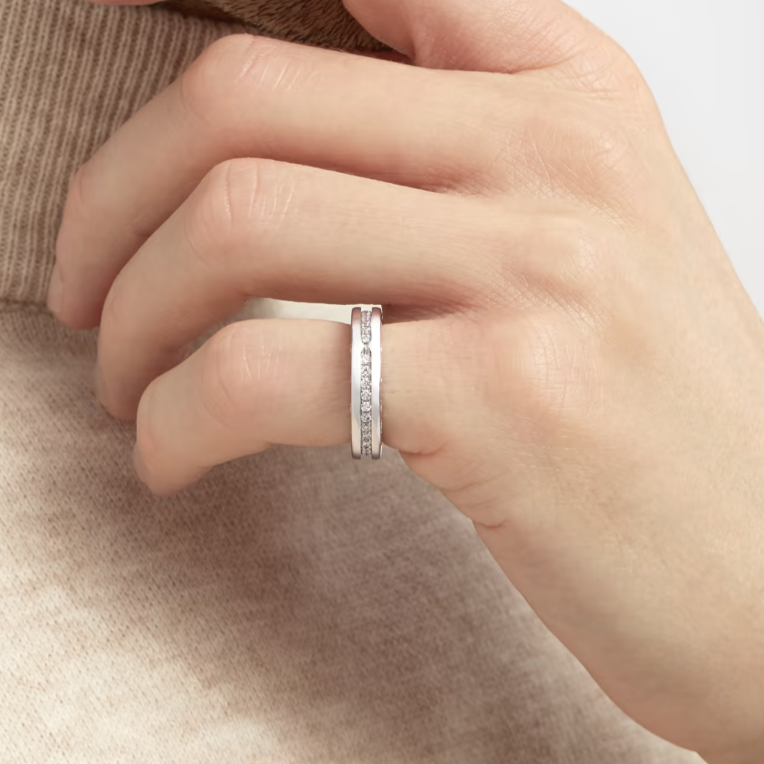 [⭐Miroze]ZERO 1 ONE-BAND PAVED DIAMONDS ON THE SPIRAL RING