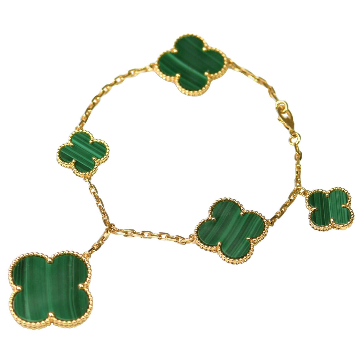 ⭐Miroze MAGIC CLOVER MALACHITE GOLD BRACELET 5 MOTIFS