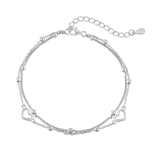 [Miroze Jewelry]Dainty Double Layer Love Heart Bracelet