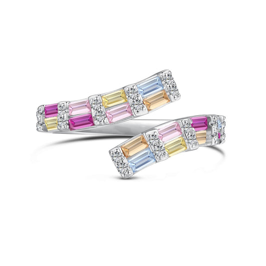 [Miroze Jewelry]Charming Colorful Radiant Cut Adjustable Daily Ring