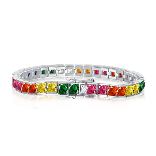 [Miroze Jewelry]Radiant Colorful Princess Cut Tennis Bracelet