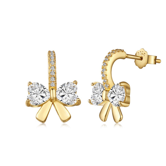 [Miroze Jewelry]Exquisite Earrings With Heart-Shaped Bow Design