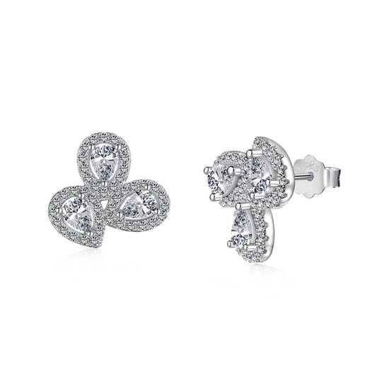[Miroze Jewelry]Ornate Flower Shape Pear Cut Lover Earrings