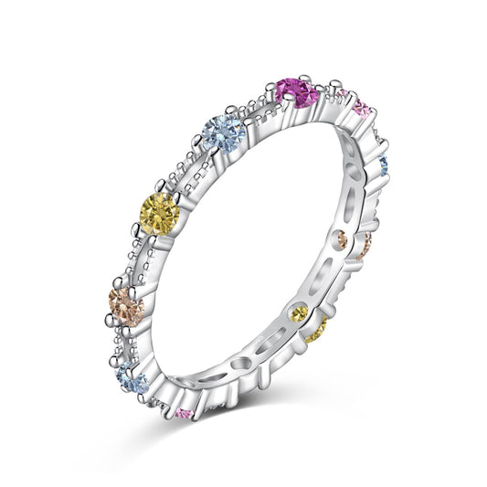 [Miroze Jewelry]Sparkling Colorful Round Cut Tennis Ring