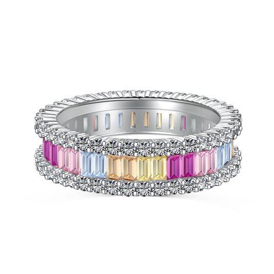 [Miroze Jewelry]Dainty Kaleidoscopic Emerald Cut Daily Ring