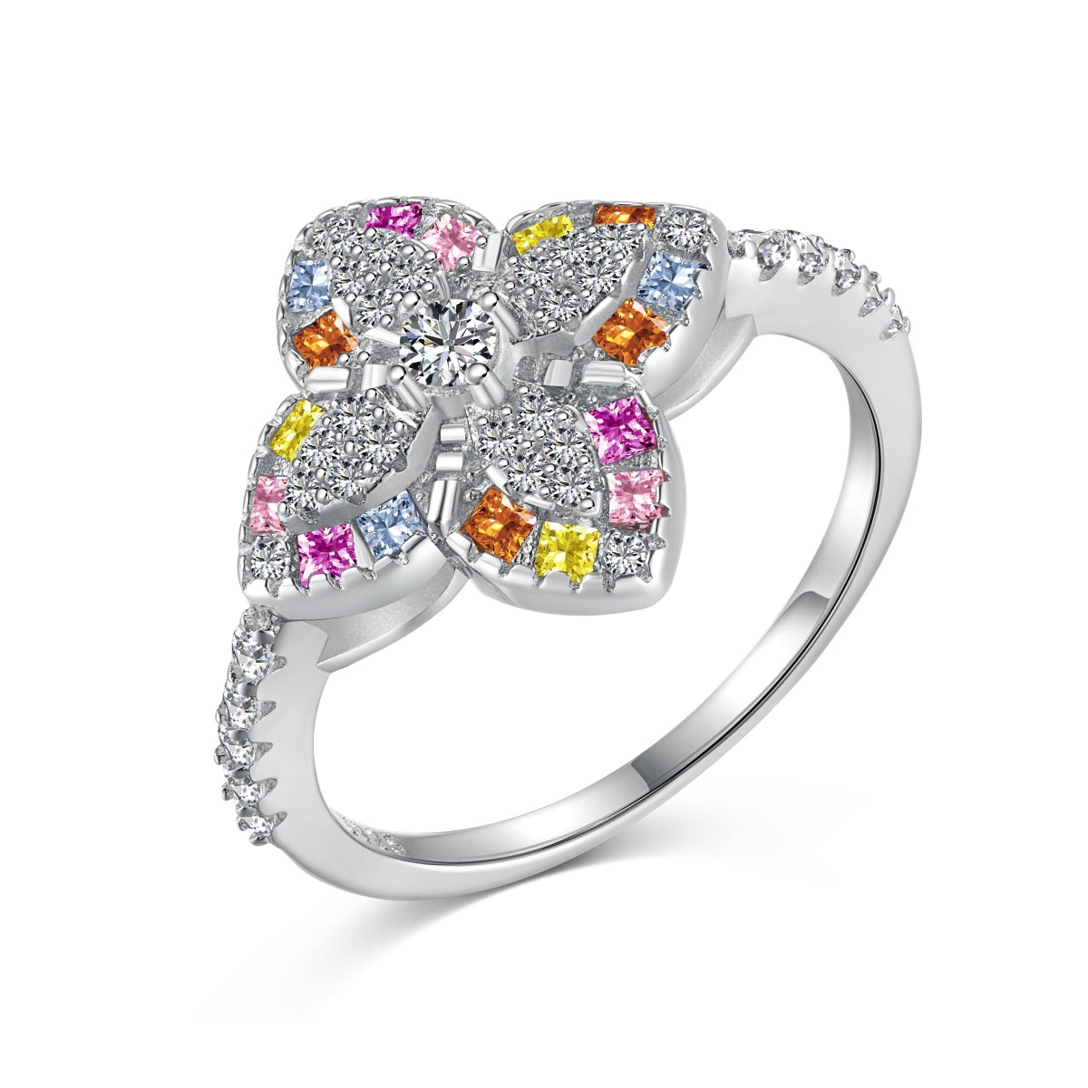 [Miroze Jewelry]Luxurious Colorful Flower Shape Banquet Ring