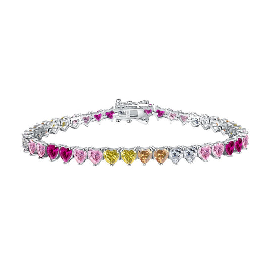 [Miroze Jewelry]Luxurious Colorful Romantic Heart Shape Lover Bracelet