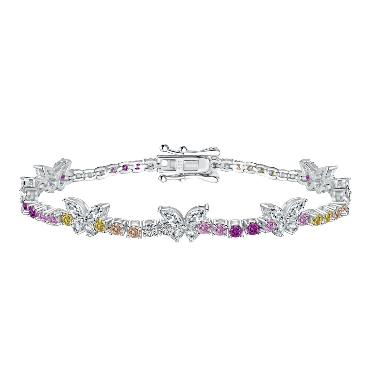 [Miroze Jewelry]Ornate Colorful Butterfly Shape Round Cut Daily Bracelet