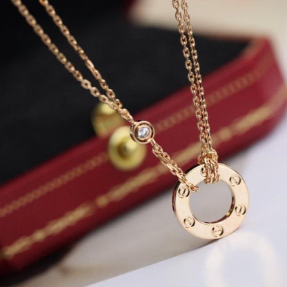 [⭐Miroze]LOVE NECKLACE ADJUSTABLE ROSE GOLD 2 DIAMOND