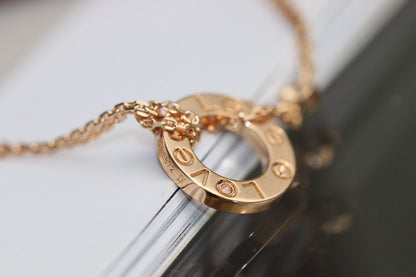 [⭐Miroze]LOVE NECKLACE ADJUSTABLE ROSE GOLD 2 DIAMOND