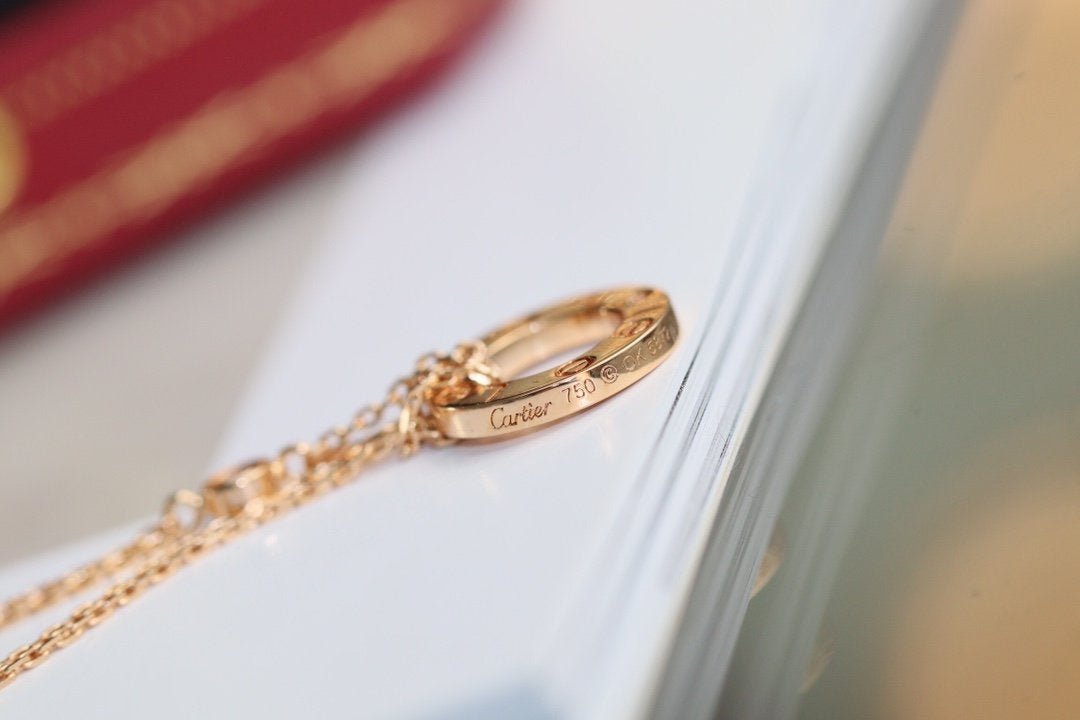 [⭐Miroze]LOVE NECKLACE ADJUSTABLE ROSE GOLD 2 DIAMOND