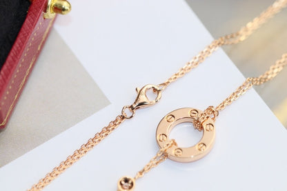 [⭐Miroze]LOVE NECKLACE ADJUSTABLE ROSE GOLD 2 DIAMOND