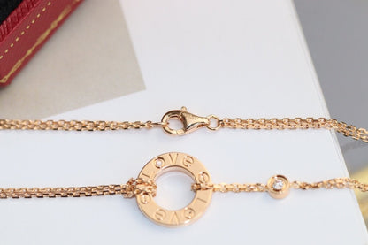 [⭐Miroze]LOVE NECKLACE ADJUSTABLE ROSE GOLD 2 DIAMOND