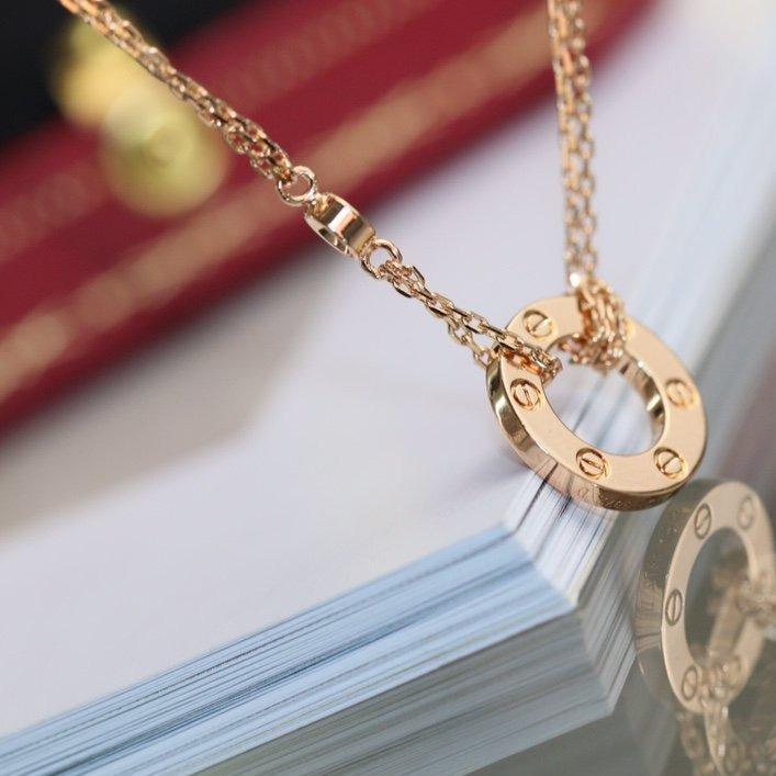 [⭐Miroze]LOVE NECKLACE ADJUSTABLE ROSE GOLD 2 DIAMOND