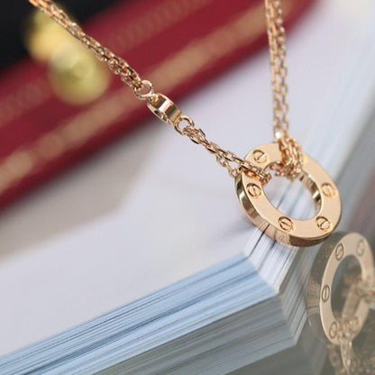 [⭐Miroze]LOVE NECKLACE ADJUSTABLE ROSE GOLD 2 DIAMOND