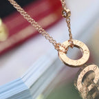 ⭐Miroze LOVE NECKLACE ADJUSTABLE ROSE GOLD 2 DIAMOND