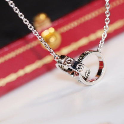 [⭐Miroze]LOVE NECKLACE PINK GOLD AND SILVER