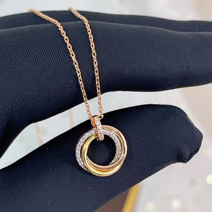 [⭐Miroze]TRINITY NECKLACE SILVER GOLD PINK GOLD DIAMONDS