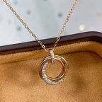 ⭐Miroze TRINITY NECKLACE SILVER GOLD PINK GOLD DIAMONDS