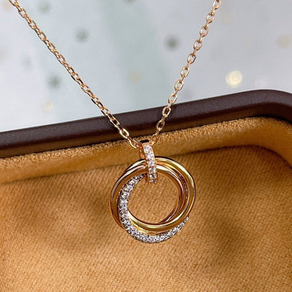 [⭐Miroze]TRINITY NECKLACE SILVER GOLD PINK GOLD DIAMONDS