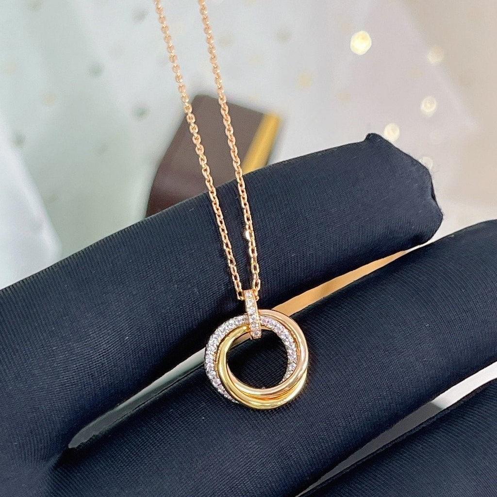 ⭐Miroze TRINITY NECKLACE SILVER GOLD PINK GOLD DIAMONDS
