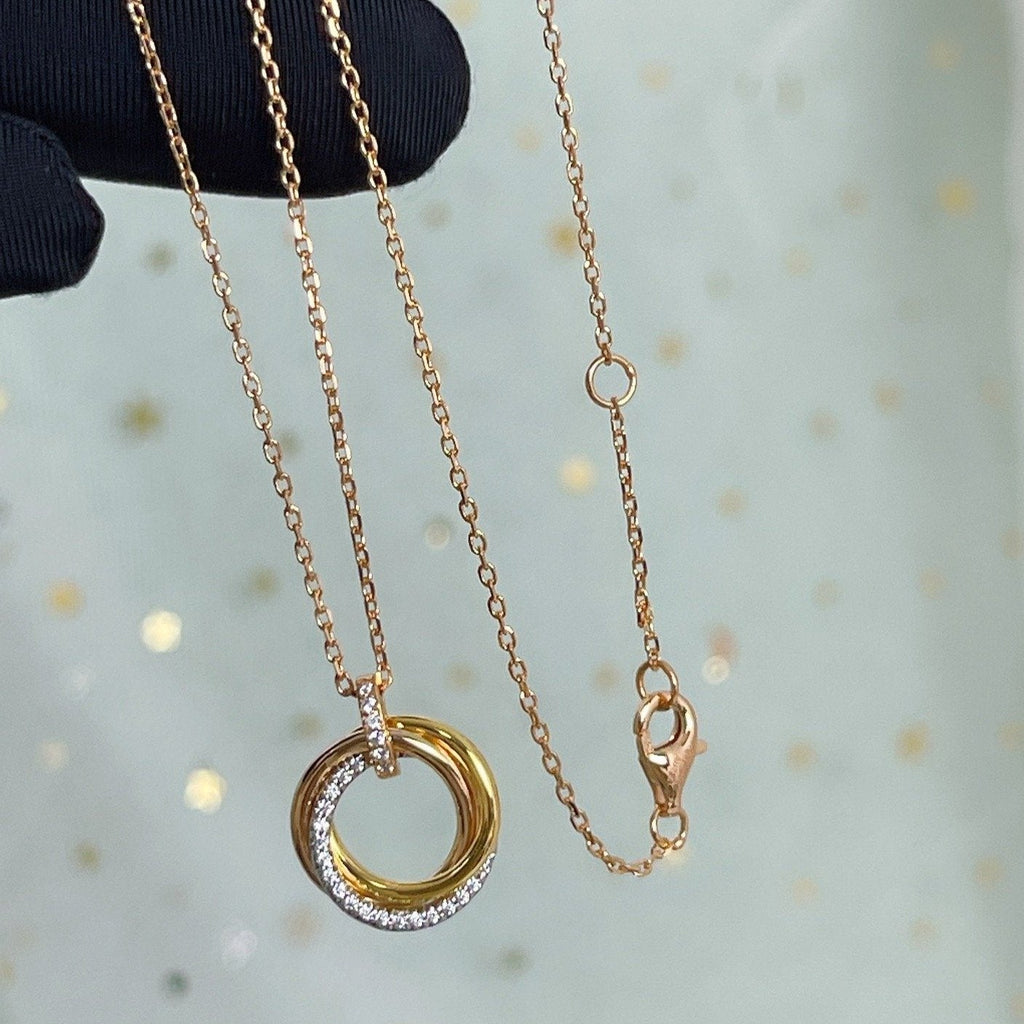 ⭐Miroze TRINITY NECKLACE SILVER GOLD PINK GOLD DIAMONDS