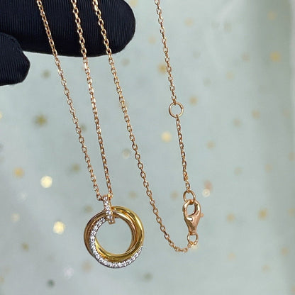 [⭐Miroze]TRINITY NECKLACE SILVER GOLD PINK GOLD DIAMONDS