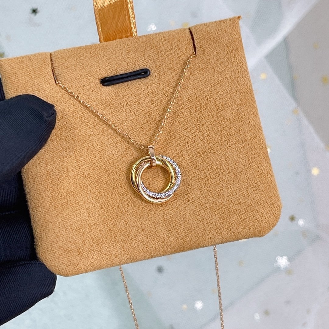⭐Miroze TRINITY NECKLACE SILVER GOLD PINK GOLD DIAMONDS