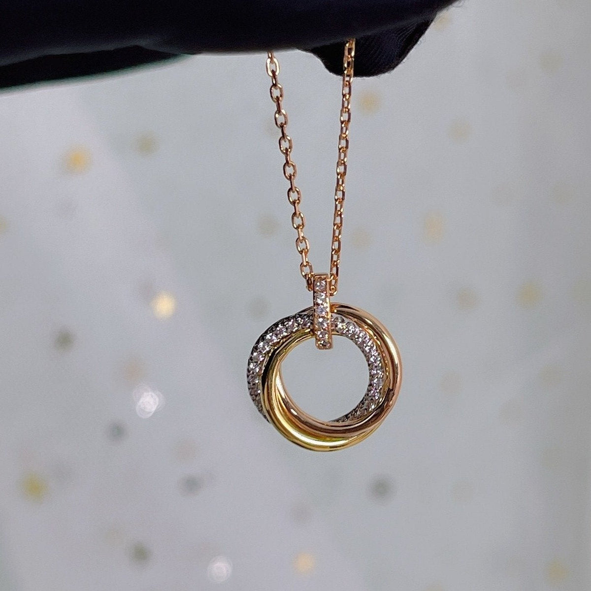 [⭐Miroze]TRINITY NECKLACE SILVER GOLD PINK GOLD DIAMONDS