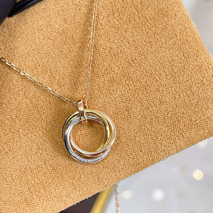 [⭐Miroze]TRINITY NECKLACE SILVER GOLD PINK GOLD DIAMONDS