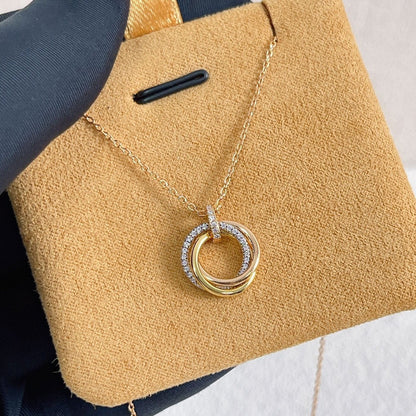 [⭐Miroze]TRINITY NECKLACE SILVER GOLD PINK GOLD DIAMONDS