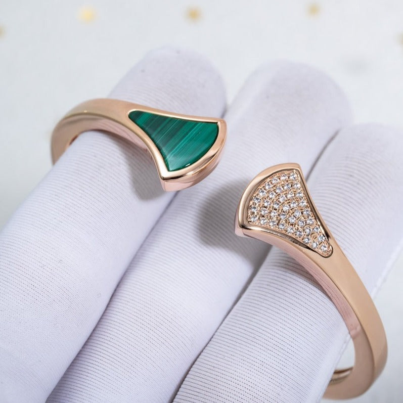 [⭐Miroze]DREAM BRACELET OPEN MALACHITE PINK GOLD