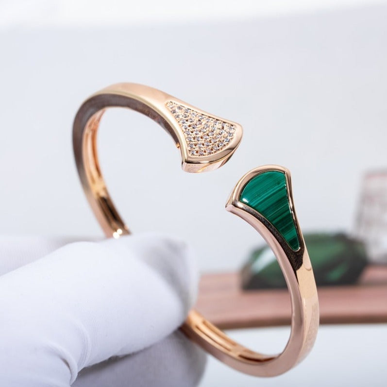 [⭐Miroze]DREAM BRACELET OPEN MALACHITE PINK GOLD
