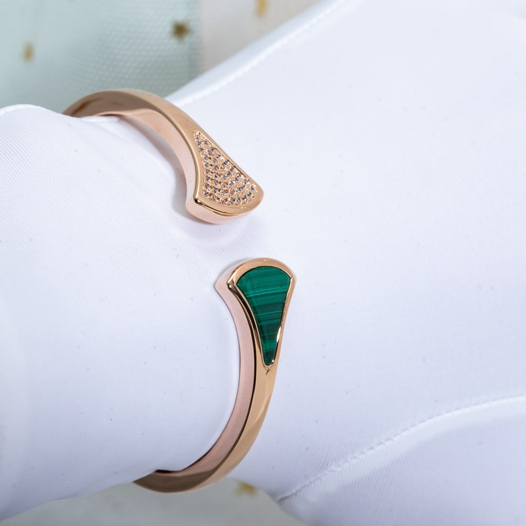 [⭐Miroze]DREAM BRACELET OPEN MALACHITE PINK GOLD