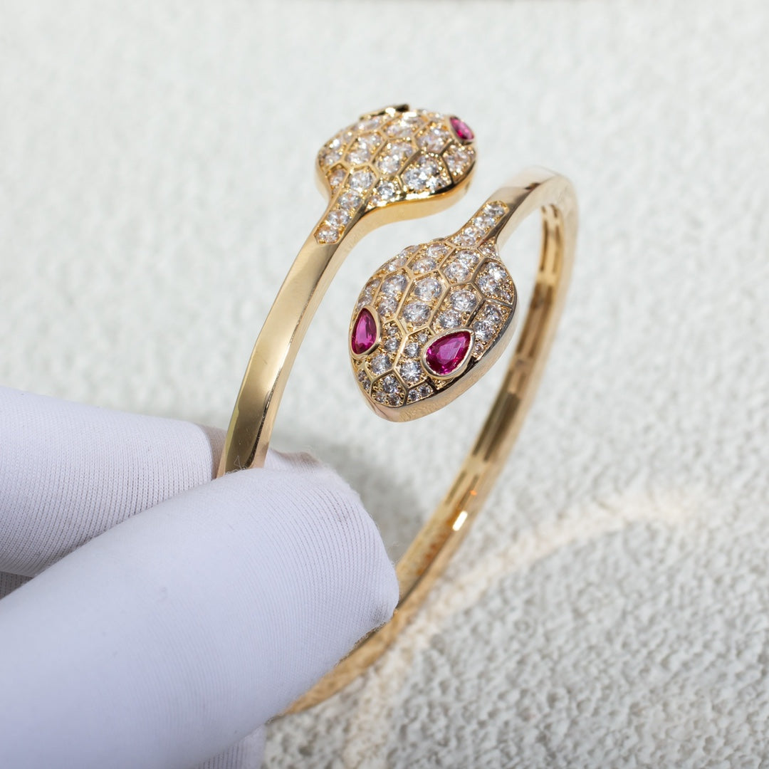[⭐Miroze]SERPENTI BRACELET PINK GOLD DIAMOND DOUBLE SNAKE
